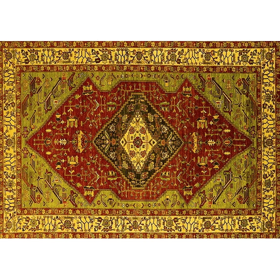 Ahgly Company Indoor Rectangle Persian Yellow Traditional Area Rugs, 2' x 4'