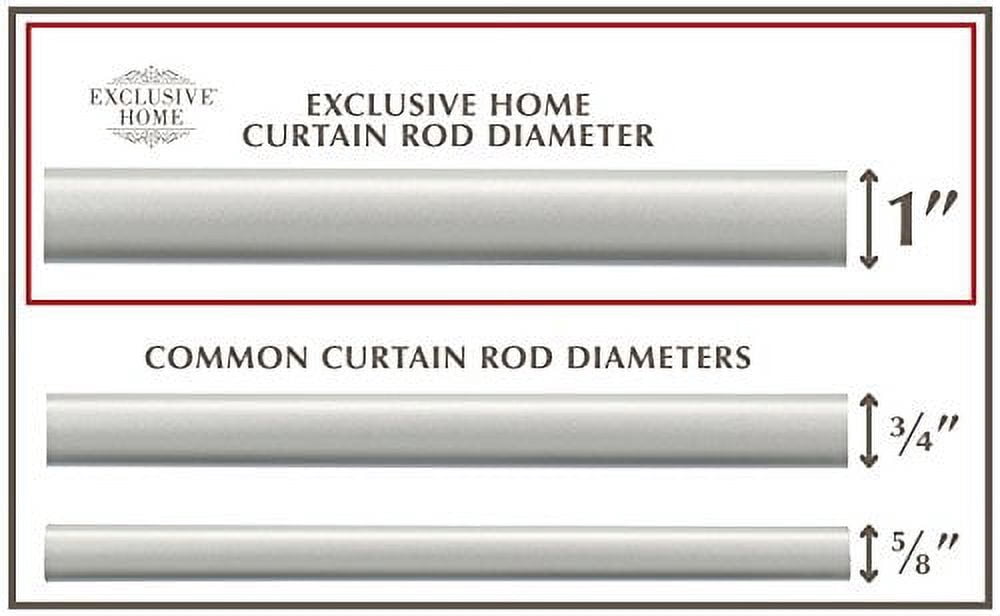Exclusive Home Vine 1" Curtain Rod and Finial Set, Matte Silver, Adjustable 66"-120"