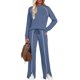thumbnail image 2 of Conjuntos de Salón para Mujer, Conjuntos de 2 Piezas para Otoño, Pantalones Anchos, Conjuntos A Juego, Ropa de Mujer Azul Mar XXL, 2 of 8