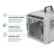 Sport Pet Designs 19-Inch Collapsible Plastic Dog Kennel, Portable Folding Pet Carrier for Small Dogs and Pets up to 20 lbs, Gray, XS