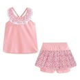 thumbnail image 1 of AAMILIFE Girls Backless Flower Cold Shoulder Tops and Skirted Short Swimwear Set Kids Swimming Suit, 1 of 2