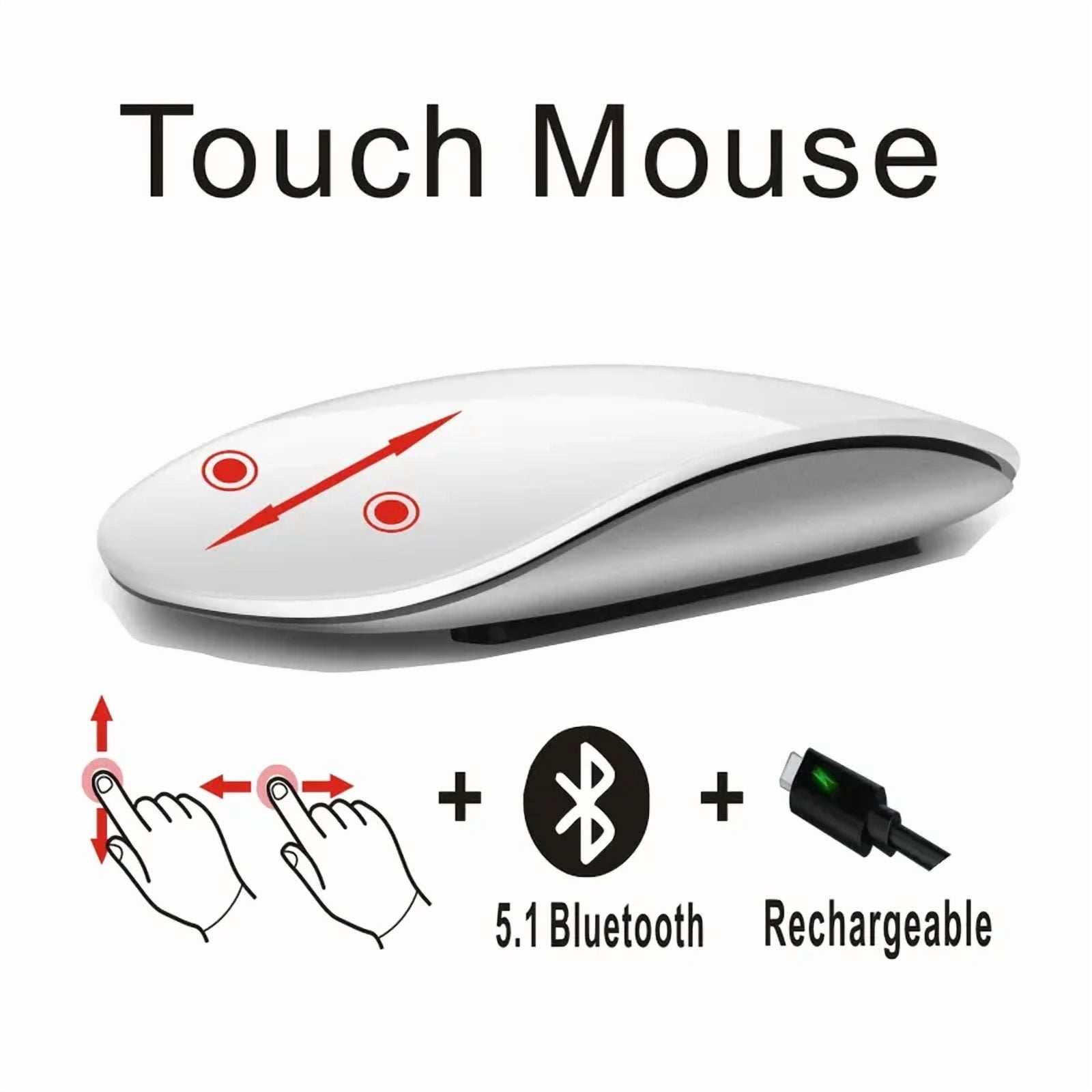 Wireless Mouse Bluetooth Multi Touch Surface Controls  Gesture  Rechargeable  Optical Computer Mouse for Tablets IPad Notebooks