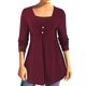 thumbnail image 1 of Gibobby Blusas Para Mujeres Tops de manga larga de dos piezas con dobladillo y botón de cuello cuadrado para mujer de color neto con cuentas（Rojo， XL), 1 of 4