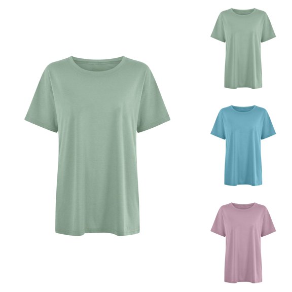 Trendy Tops for Women Oversized T Shirts Short Sleeve Crewneck Loose Fit Casual Summer Everyday Outfit Shirts