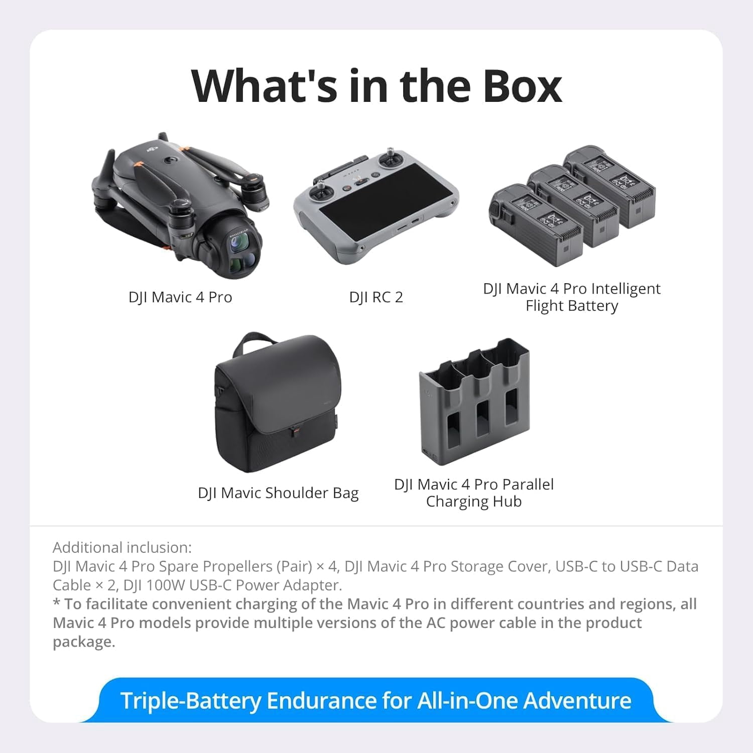 DJI Mavic 4 Pro Fly More Combo with DJI RC 2, (Including 1-Year NYC Care Plan) Flagship Tri-Camera Drone with 100MP 4/3 CMOS Hasselblad Camera, 30km/18.6mi Video Transmission