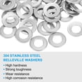 thumbnail image 3 of Rondelles Plates en Acier Inoxydable 304 M6x12mm Belleville Ressort Disque Rondelle Joint Métrique Conique 100 Pack, 3 of 7