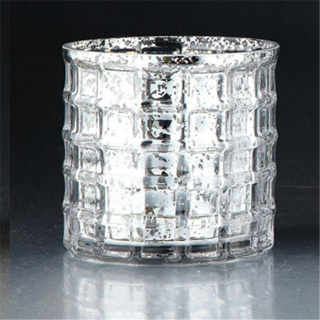 4.5 x 5 in. Glass Candle Holder, Silver