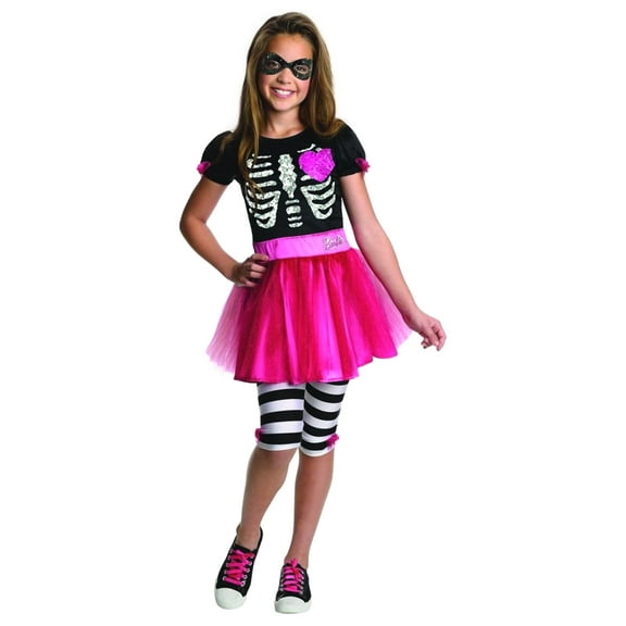 RUBIES II Halloween Barbie Skeleton Costume Dress, Pink & Black, Small (4-6), 3 Piece Set