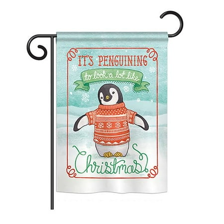 Breeze Decor BD-XM-G-114157-IP-BO-DS02-US Its Penguining to Look Winter - Seasonal Christmas Impressions Decorative Vertical Garden Flag - 13 x 18.5 in.