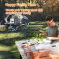 thumbnail image 2 of Barbecue Grilling Basket Metal Handle BBQ Grill Net Folding Portable Cooking Grid Rack with Spice Brush, 2 of 9