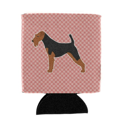 

Carolines Treasures BB3657CC Airedale Terrier Checkerboard Pink Can or Bottle Hugger Can Hugger multicolor