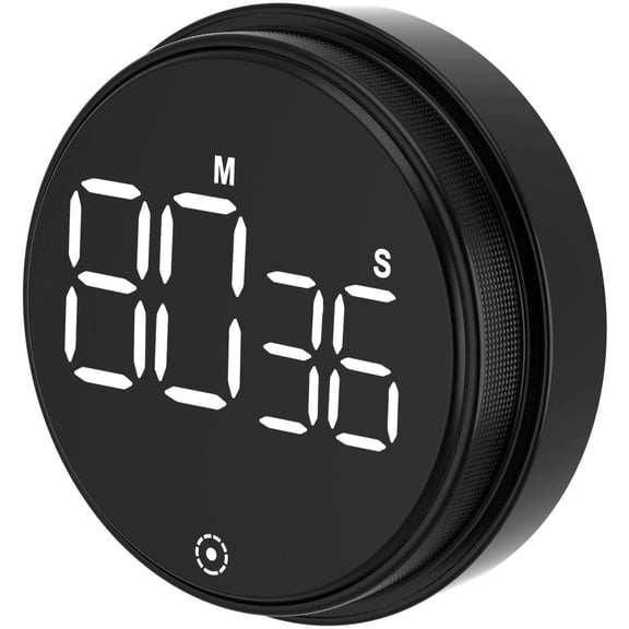 Delaman LED Digital Kitchen Timer, Countdown Timer with Easy-Clean Metal Knob for Cooking, 3-Level Volume (Mute-90db) Magnetic Timer for Kitchen