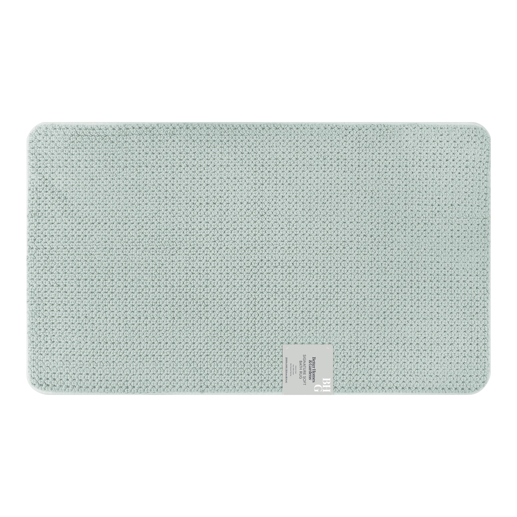 Better Homes & Gardens Signature Soft Cotton Memory Foam Bath Rug, Green River, 20" x 34"