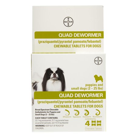UPC: 0724089113351 | Elanco Quad Dewormer for Small Dogs  2-25 lbs  4 Chewable Tablets