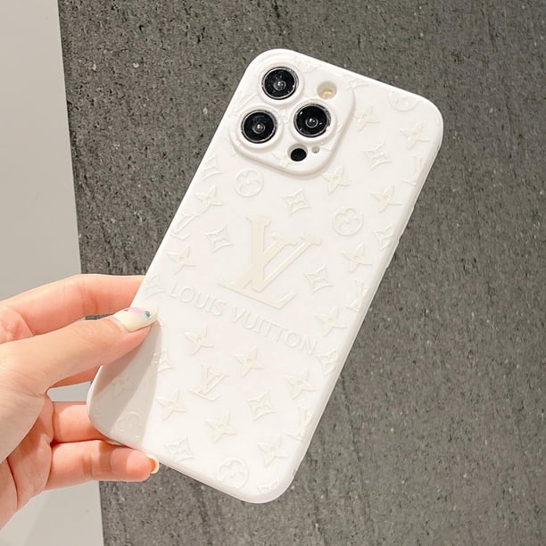 Funda blanca negra para teléfono iPhone 14ProMax 11 12 13 Pro Max 7 8 Plus X XR XS Max funda protectora completa patrón de letras de lujo
