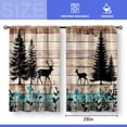 thumbnail image 3 of Forest Deer Kitchen Curtains - Wood Retro Teal Cafe Country Rustic Small Short Tier Window Curtains for Bathroom Living Room Decor Rod Pocket Window Drapes 36 Inch Length Set 28"x36", 3 of 5