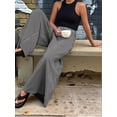 thumbnail image 6 of Women'S Striped Wide Leg Pants Elastic Waist Baggy Palazzo Trousers with Pockets Going Out Outfits Gray L, 6 of 10