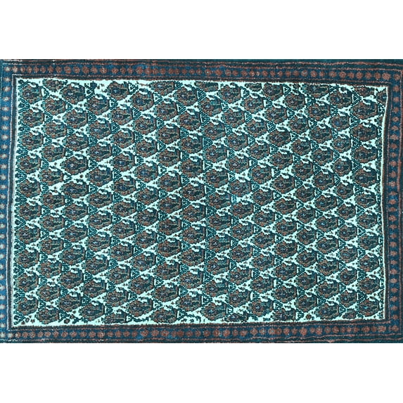 Ahgly Company Indoor Rectangle Persian Light Blue Traditional Area Rugs, 5' x 8'