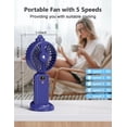 thumbnail image 5 of Ventilador con rociador de agua nebulizada, batería de gran capacidad de 5000 mAh, mini ventilador portátil operado y 5 velocidades ajustables (azul), 5 of 5