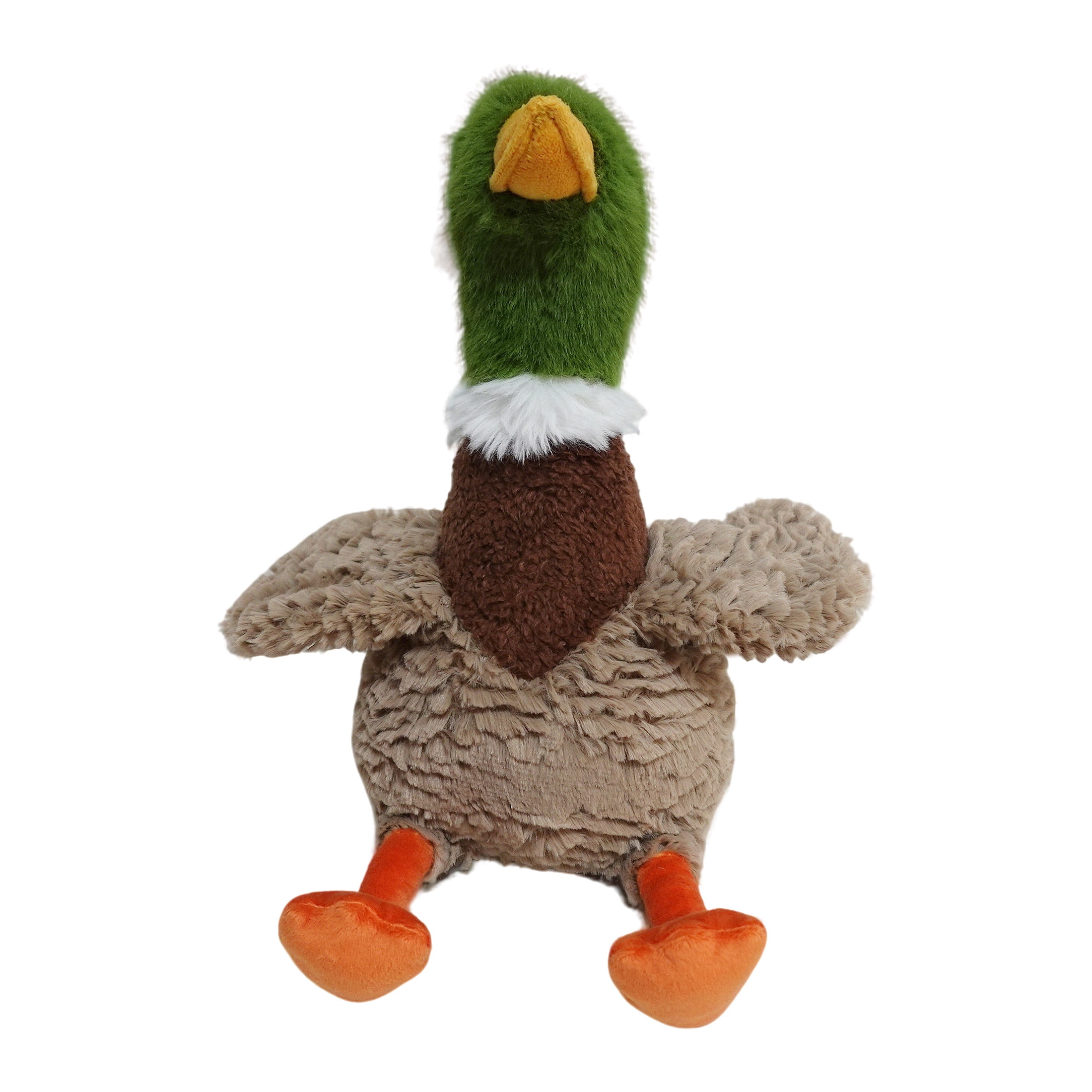 Vibrant Life Holiday Duck with Santa Hat Plush Dog Toy with Squeaker, Brown/Green/Red, Chew Level 3