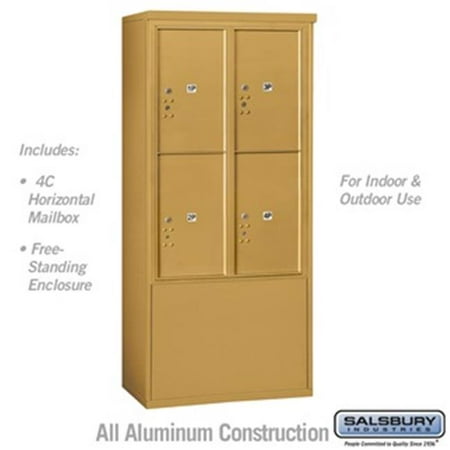 - Salsbury 3912D-4PGFU 69 - 0.25 in. 12 Door High Unit Double Column Stand Alone Parcel Locker 4 PL6s Front Loading Free Standing 4C Horizontal Mailbox Unit, Gold - USPS Access