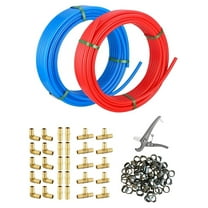 1/2-Inch Pex-b Pipe 2x 100 ft (200 Ft), 30 Pcs 1/2" Pex Crimp Brass Fittings, 100 Pcs 1/2" Cinch Clamps and Pipe Cutter,(130KIT)