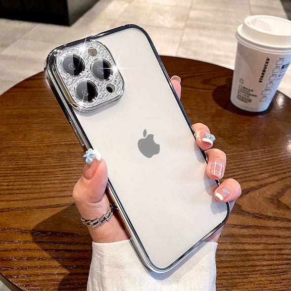 Luxury Glitter Diamond Camera Protection Case For iPhone 13 12 11 Pro Max X XR XS 7 8 Plus Soft Clear Plating Shockproof Cover