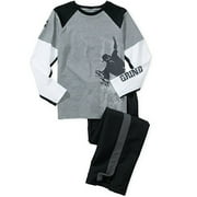 Boys' 2-Piece Skater Set of Layered Tee & Track Pants