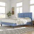 thumbnail image 3 of VECELO Queen Size Upholstered Bed Frame, Modern Platform Bed Frame with Adjustable Button Tufted Headboard for Bedroom, No Box Spring Needed, Easy Assembly, Light Blue, 3 of 8