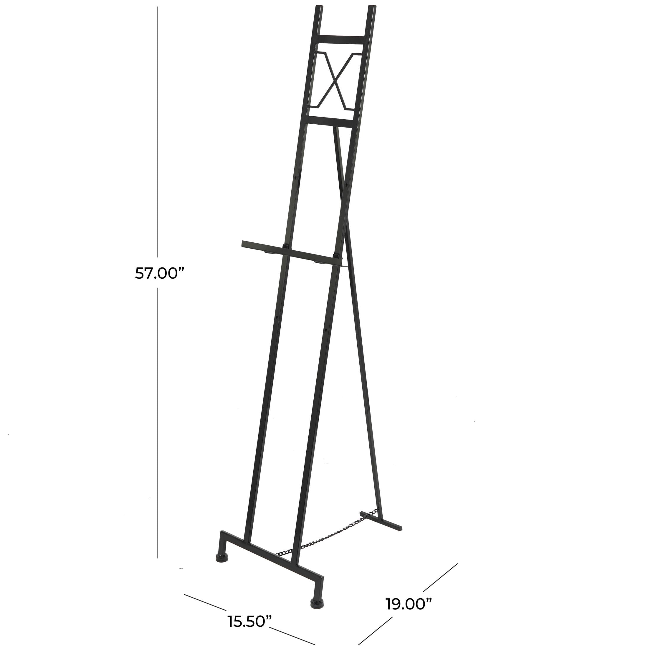 DecMode 16" x 57" Black Metal Tall Adjustable Floor 3 Tier Easel, 1-Piece