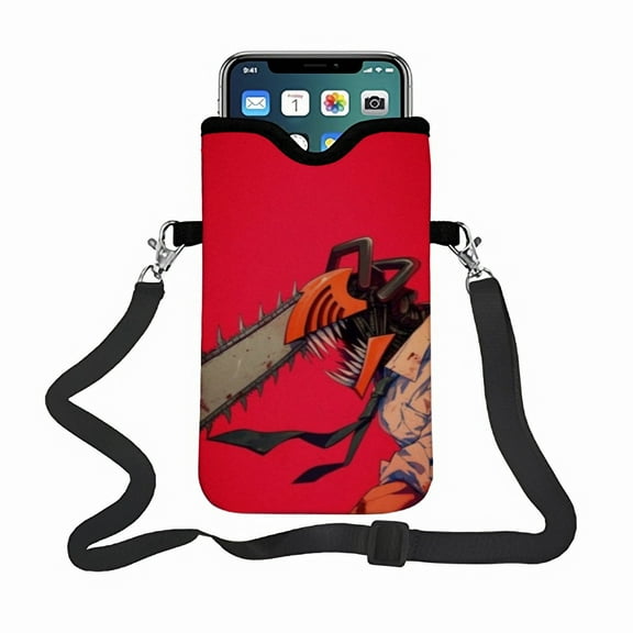 Chainsaw Man phone bag phone satchel , with an adjustable strap small handbag suitable for multiple phones.