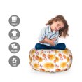 thumbnail image 2 of Autumn Storage Toy Bag Chair, Fall Themed Floral Pattern Chrysanthemum Motif, Stuffed Animal Organizer Washable Bag, Large Size, Orange White, by Ambesonne, 2 of 3