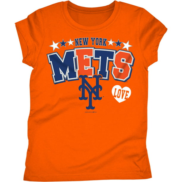 MLB New York Mets Girls Short Sleeve Team Color Graphic Tee - Walmart ...
