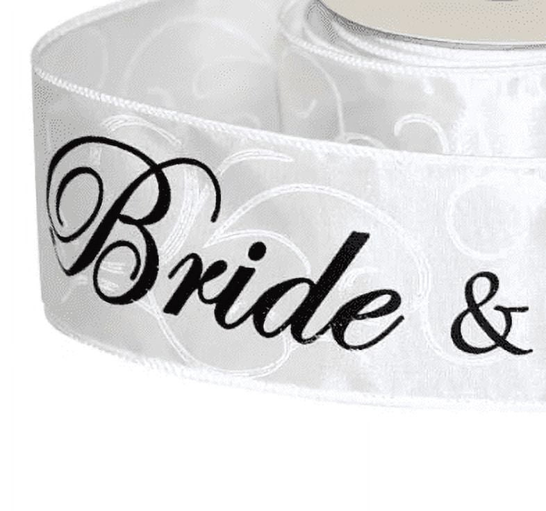JAM Paper Wedding White Polyester Bride Groom Ribbon, 30' x 2.5"