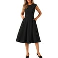 thumbnail image 2 of INSPIRE CHIC Women's Work Dress Cap Sleeve Elegant Cinched Waist A Line Dresses XL Black, 2 of 6