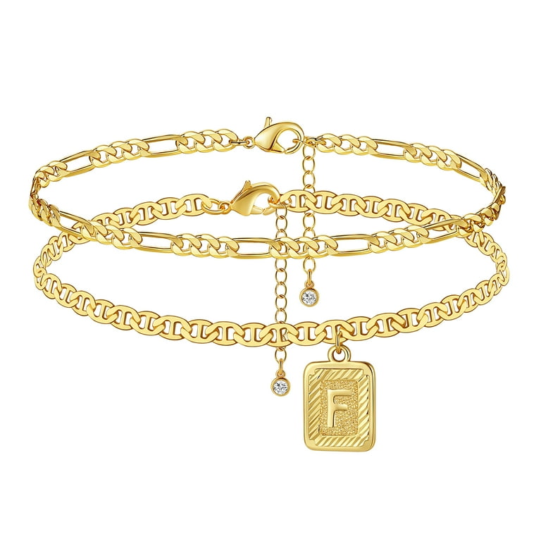 Gold ankle bracelet store with initials