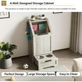 thumbnail image 5 of Garvee Flip Top Dog Food Storage Container, Wooden Pet Storage Cabinet with 2 Pull-Out Elevated Dog Bowls, Modern Pet Toy Organizer with 3 Hooks, Grey Finish, 5 of 8