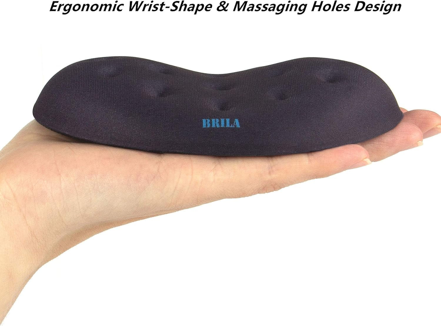 Ergonomic Memory Foam Mouse Wrist Rest Support Pad Cushion for Computer, Laptop, Office Work, PC Gaming - Massage Holes Design - Wrist Pain Relief (Black Mouse Wrist Rest)