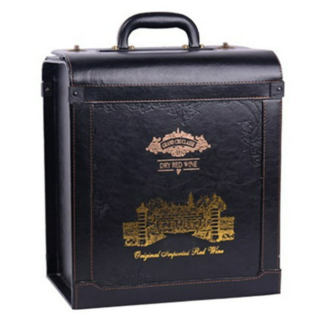 Wine Bottle Box Creative Faux Leather 6 Bottles Wine Carrier Case Wine Gift Box