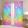 thumbnail image 3 of Homewish Cartoon Bowknot Monogrammed Black Out Curtains, Initial A Letter Curtains Pack of 2 (42x63 Each), Glitter Stars Rainbow Bedroom Curtains, Blackout Curtains Bedroom Decor, 3 of 6