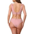 thumbnail image 3 of Conjunto de bikini de dos piezas para mujer con volantes, escote en V, tirantes anchos, estampado de leopardo, parte superior con lazo ajustable y parte inferior triangular, talla X-Large, color rosa, 3 of 5