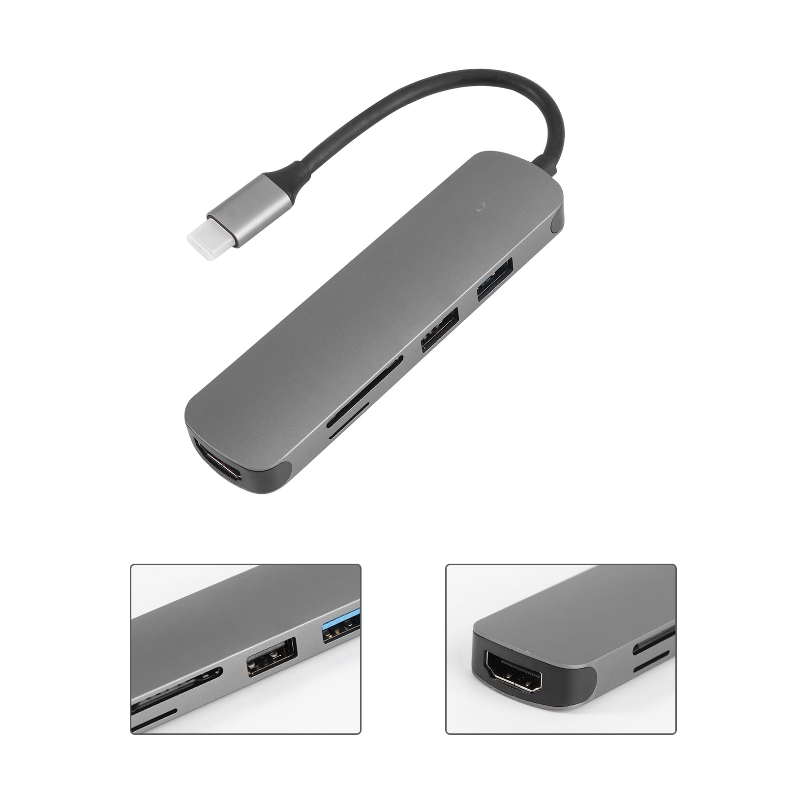 Hytrove usb hub adapter laptop USB Hub Aluminum Alloy Grey with 4 USB 3.0 Ports 1Pcs