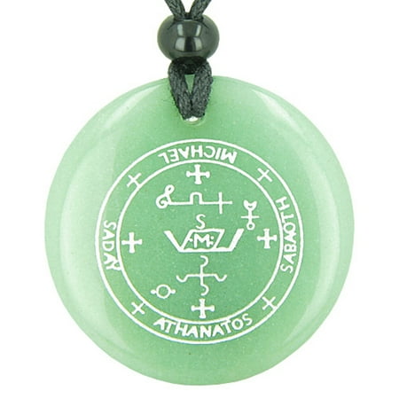 Green Rutilated Quartz Necklace - Sigil of the Archangel Michael Magical Amulet Green Quartz Pendant Necklace