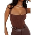thumbnail image 3 of SAYOO Women's Sleeveless Bustier Crop Tops, Sexy Square Neck Solid Color Boned Strap Corset, 3 of 9