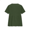 thumbnail image 4 of Turilly Women's Open Front Button Cotton Linen Blouse Summer Ladies V-Neck Short Sleeve Casual Loose Fit Tunic Top, 4 of 6