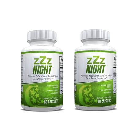 zZz Night Natural Sleep Aid - Non-Habit Sleeping Pills with Melatonin, Valerian, Chamomile & More - Promotes Relaxation & Restful Sleep for a Better Tomorrow – 2 Pack - Money Back