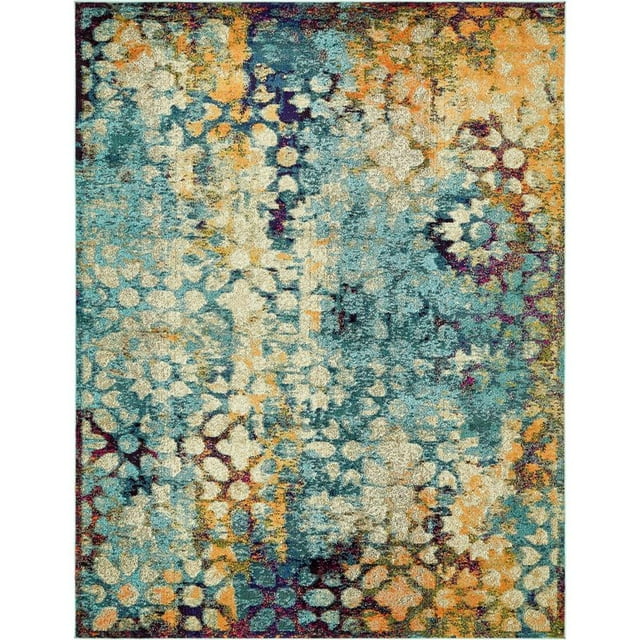 Unique Loom Vita Floral Medallions Rug 8' x 10' Rectangle Turquoise/Ivory