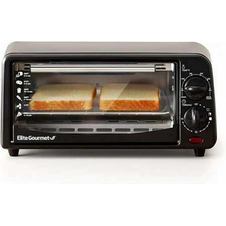 Visualz ETO236 Personal Compact 2 Slice Countertop Toaster Oven with 15 Minute Timer & Adjustable Temperature, Bake, Broil, & Toast, Black