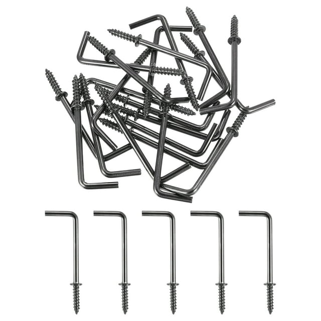 Ganchos en forma de L Uxcell, paquete de 40, ganchos de tornillo de ángulo recto de 2 pulgadas para colgar, bronce negro