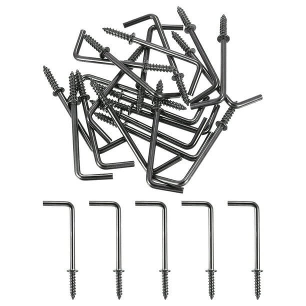 Ganchos en forma de L Uxcell, paquete de 40, ganchos de tornillo de ángulo recto de 2 pulgadas para colgar, bronce negro